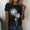 Signature GetUp Dandelion Print Women’s Crew Neck T-Shirt – Casual Patchwork Short Sleeve Loose Pullover Top