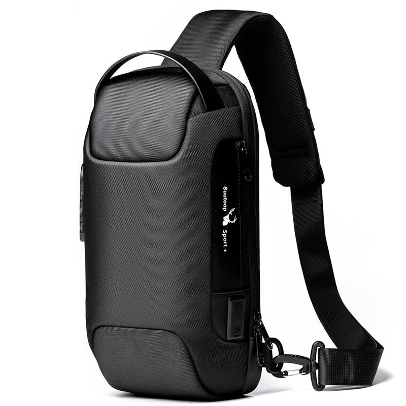 Signature GetUp - Men’s Anti-Theft Chest Bag – Large Capacity, Scratch-Resistant, Waterproof Messenger Bag with USB Charging