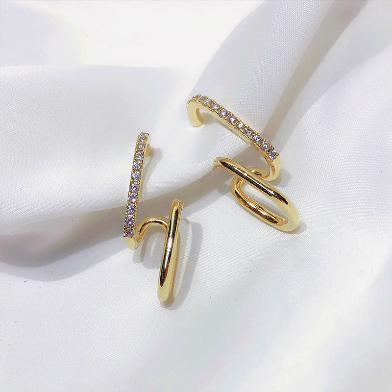 Signature GetUp U-Shaped Gold Earrings – Double Circle 925 Silver Needle Diamond-Encrusted Women’s Fashion Jewelry