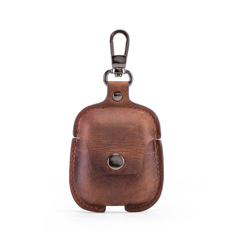 Signature GetUp Leather Keychain Earphone Case – Compact Flip Holder for iPhone Models | Portable & Stylish Accessory
