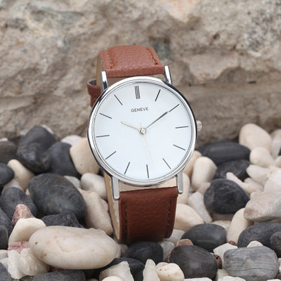 Signature GetUp Geneva Quartz Watch – Classic Silver Dial with Leather Strap, Stylish Unisex Wristwatch for Men & Women