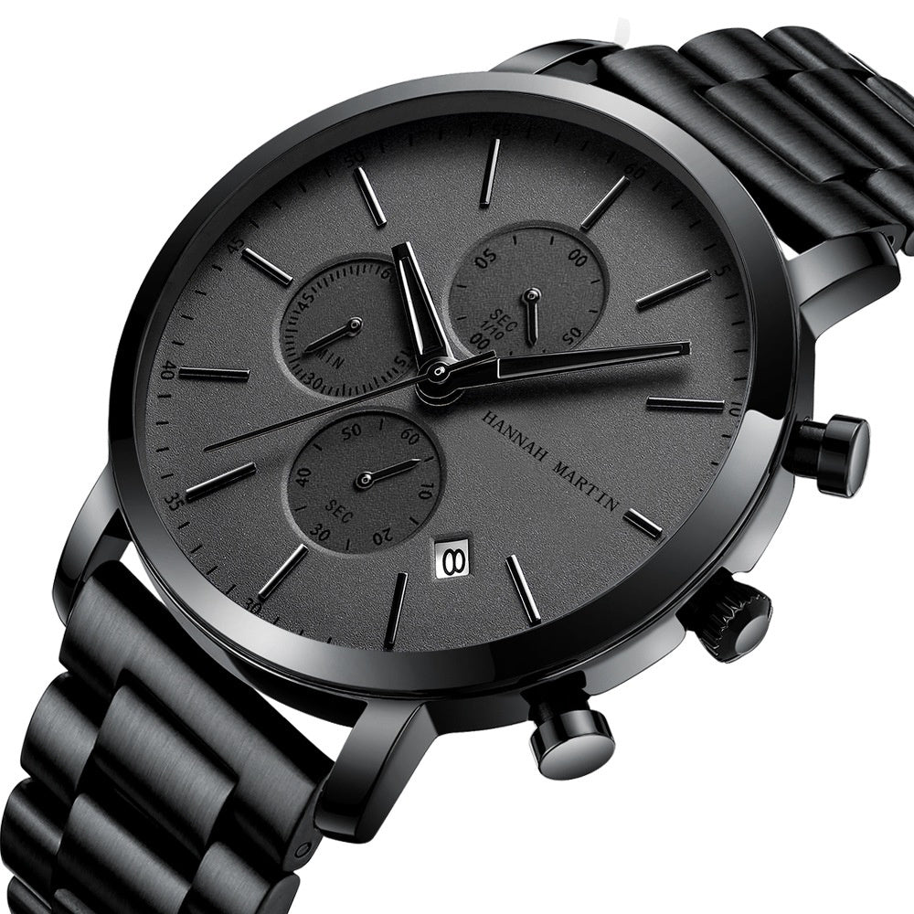 Signature GetUp - Business Casual Waterproof Calendar Men’s Watch – Chronograph, Quartz Movement, Stainless Steel Strap