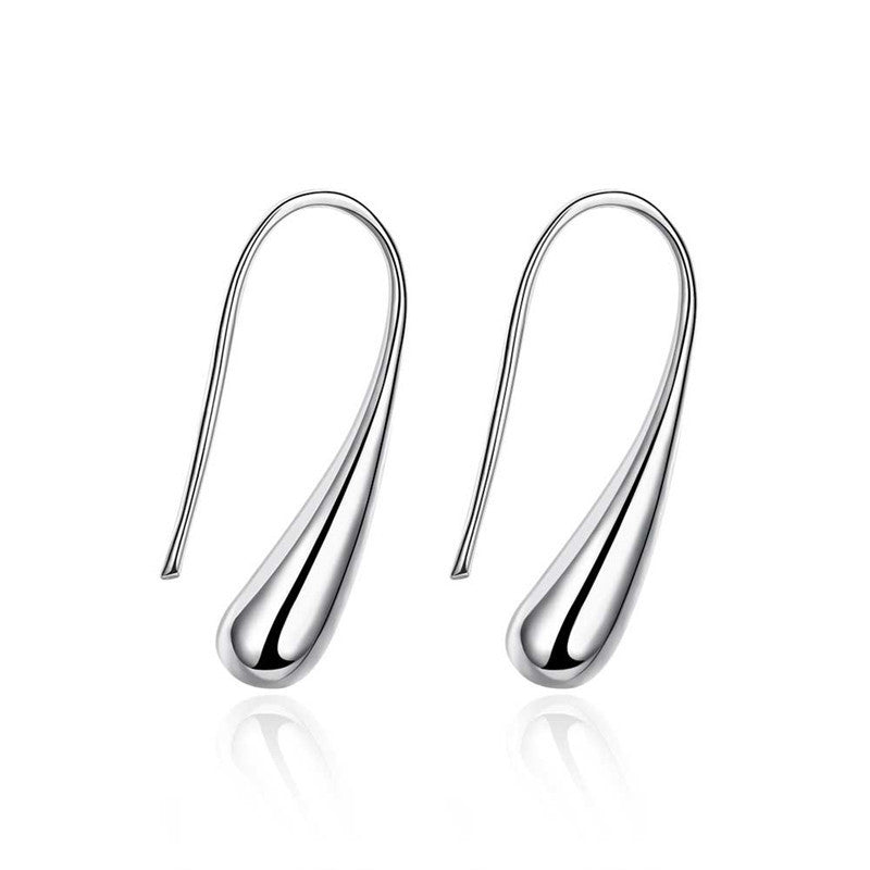Signature GetUp 925 Sterling Silver Water Drop Pendant Earrings – Women’s Elegant Ear Hook Design
