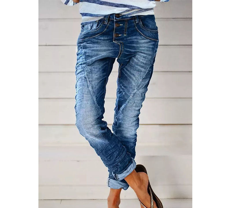 Signature GetUp Women’s High Waist Straight Jeans – Dark Blue, Smalt, Light Blue, Gray & Black Cotton Denim Trousers