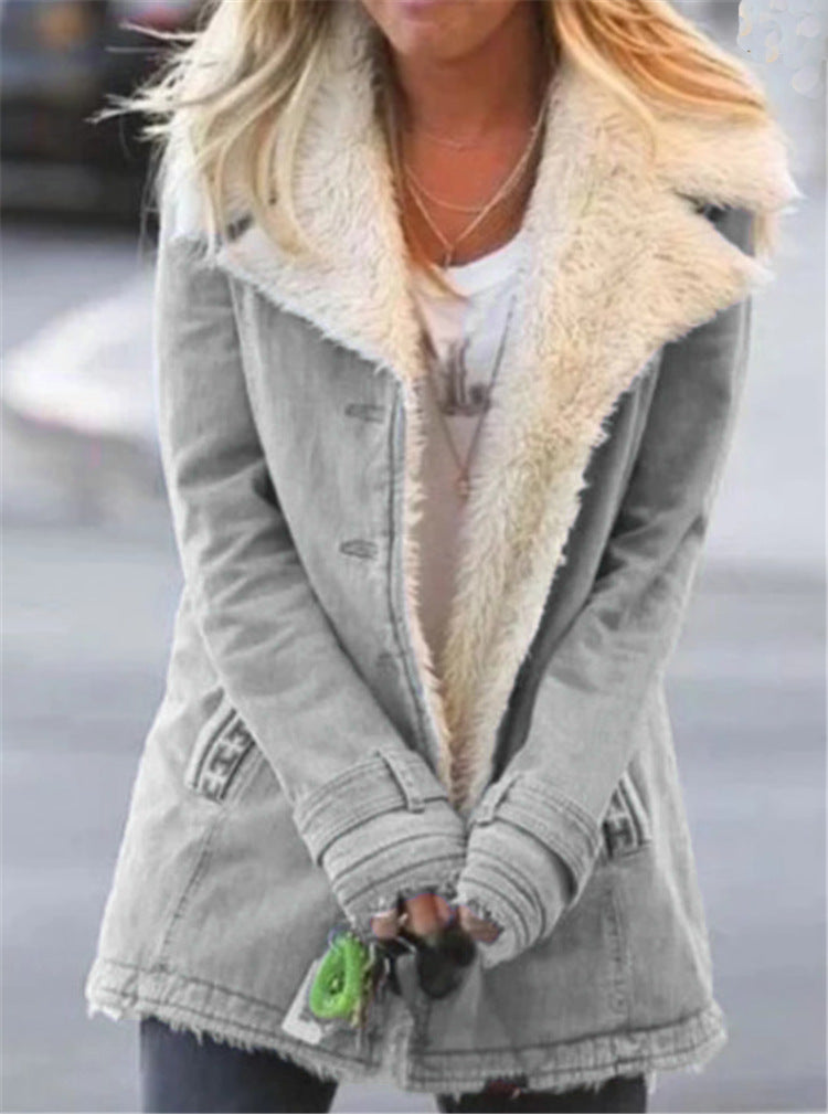 Signature GetUp Women’s Plus Size Plush Coat – Warm Winter Lapel Jacket, Button Closure Outwear for Casual & Party Wear