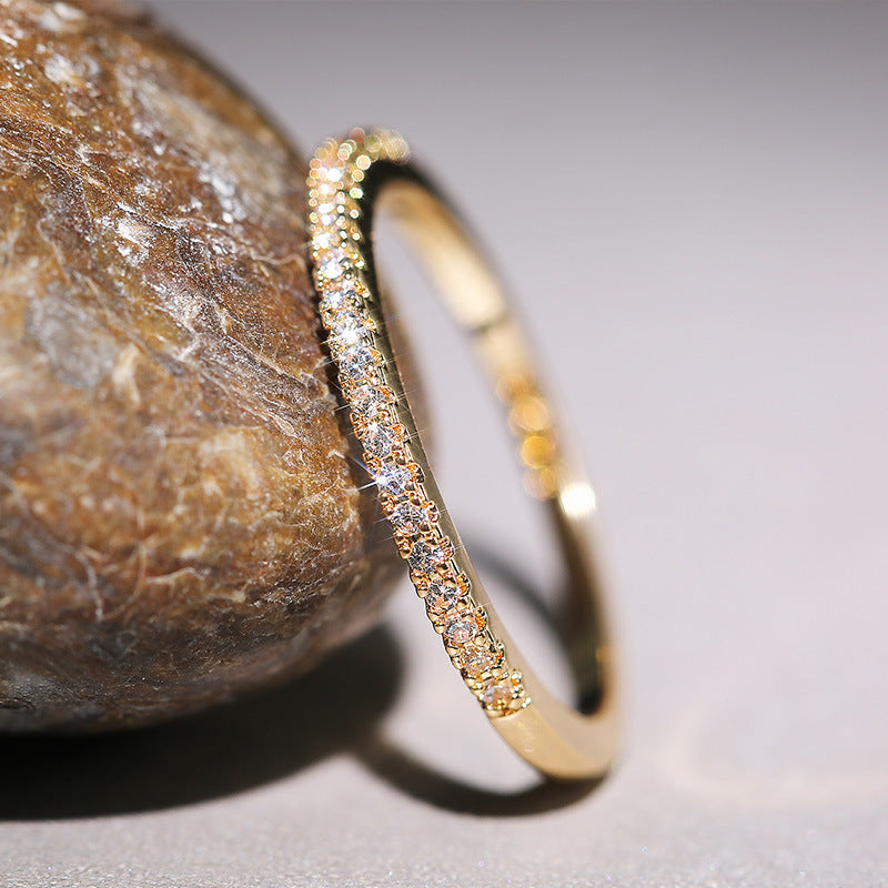 Signature GetUp Women’s Thin CZ Ring – Simple & Elegant Wedding Micro-Inlaid Zircon Band in Silver, Gold & Rose Gold