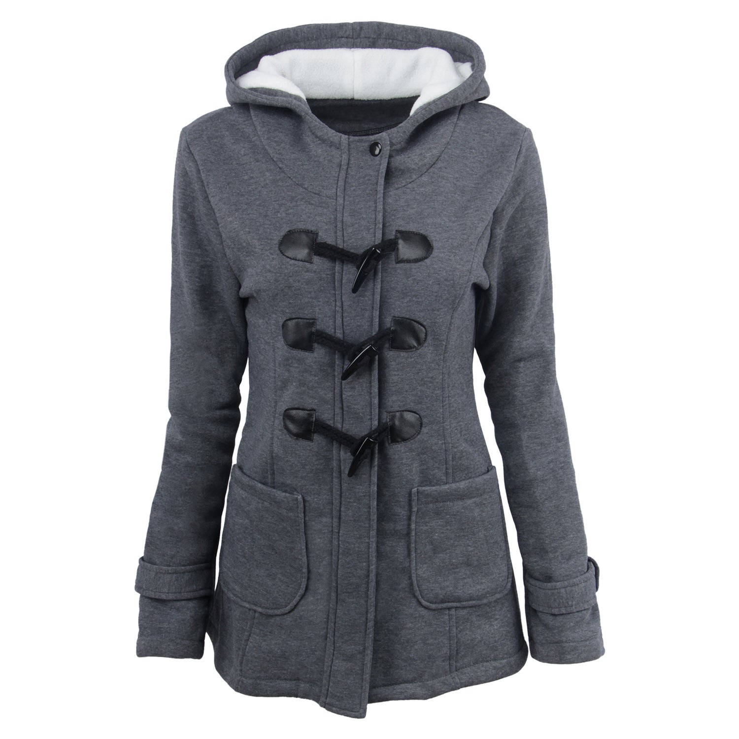 Signature GetUp Women’s Long Down Coat with Fur Collar – Warm Winter Parka, Hooded Plus Size Jacket with Horn Buttons