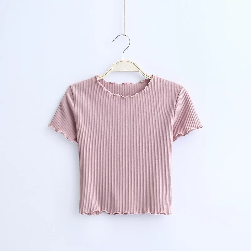 Signature GetUp Vintage O-Neck Women’s Short Sleeve T-Shirt – Retro Slim Fit Cotton Summer Top