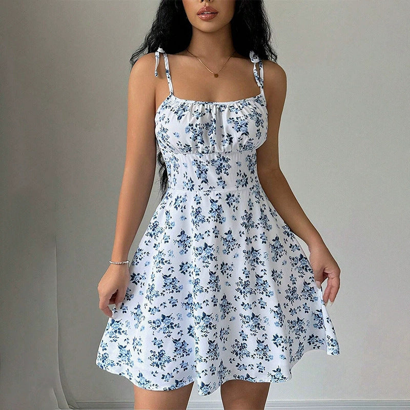 Signature GetUp Sweet Waist Trimming A-Line Dress – Slimming Western Style Floral Casual Dress for Women