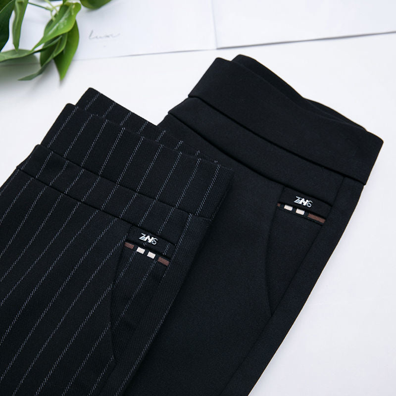 Signature GetUp Women’s Skinny Bartending Pants – High Waist Elastic Stripe Straight-Leg Trousers | Spring Slim-Fit Work & Leisure Wear