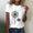 Signature GetUp Dandelion Print Women’s Crew Neck T-Shirt – Casual Patchwork Short Sleeve Loose Pullover Top
