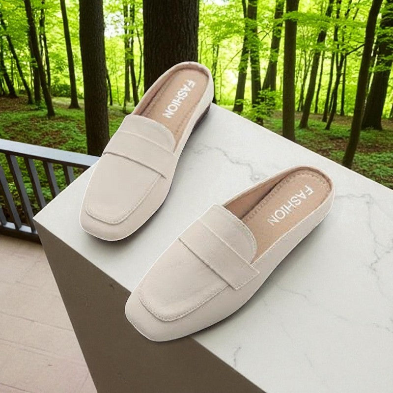 Signature GetUp Women’s Closed-Toe Half Slippers – Flat Soft Leather Casual Slip-On Shoes | Comfortable Cowhide Flats