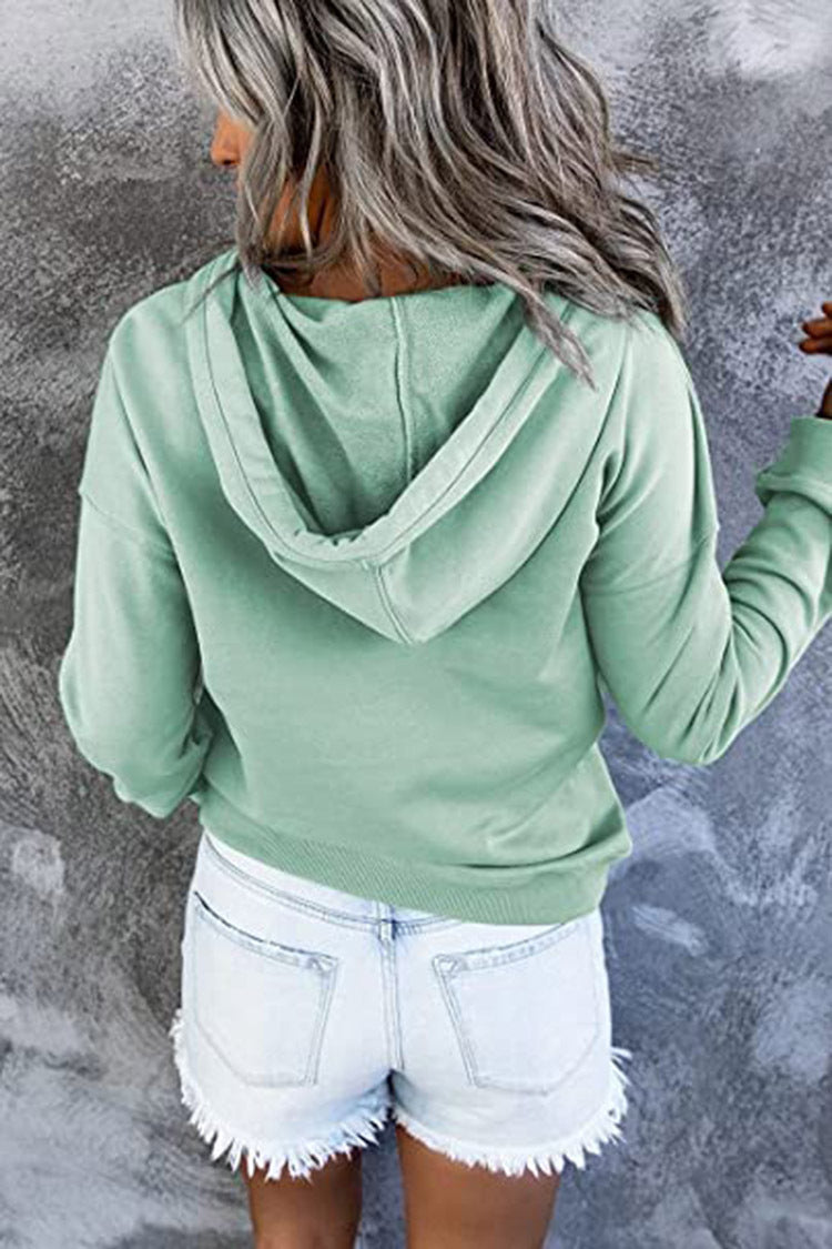 Signature GetUp Women’s Casual Hoodie – Long Sleeve Button Drawstring Sweatshirt with Pockets, Loose Fit Pullover for Spring & Autumn