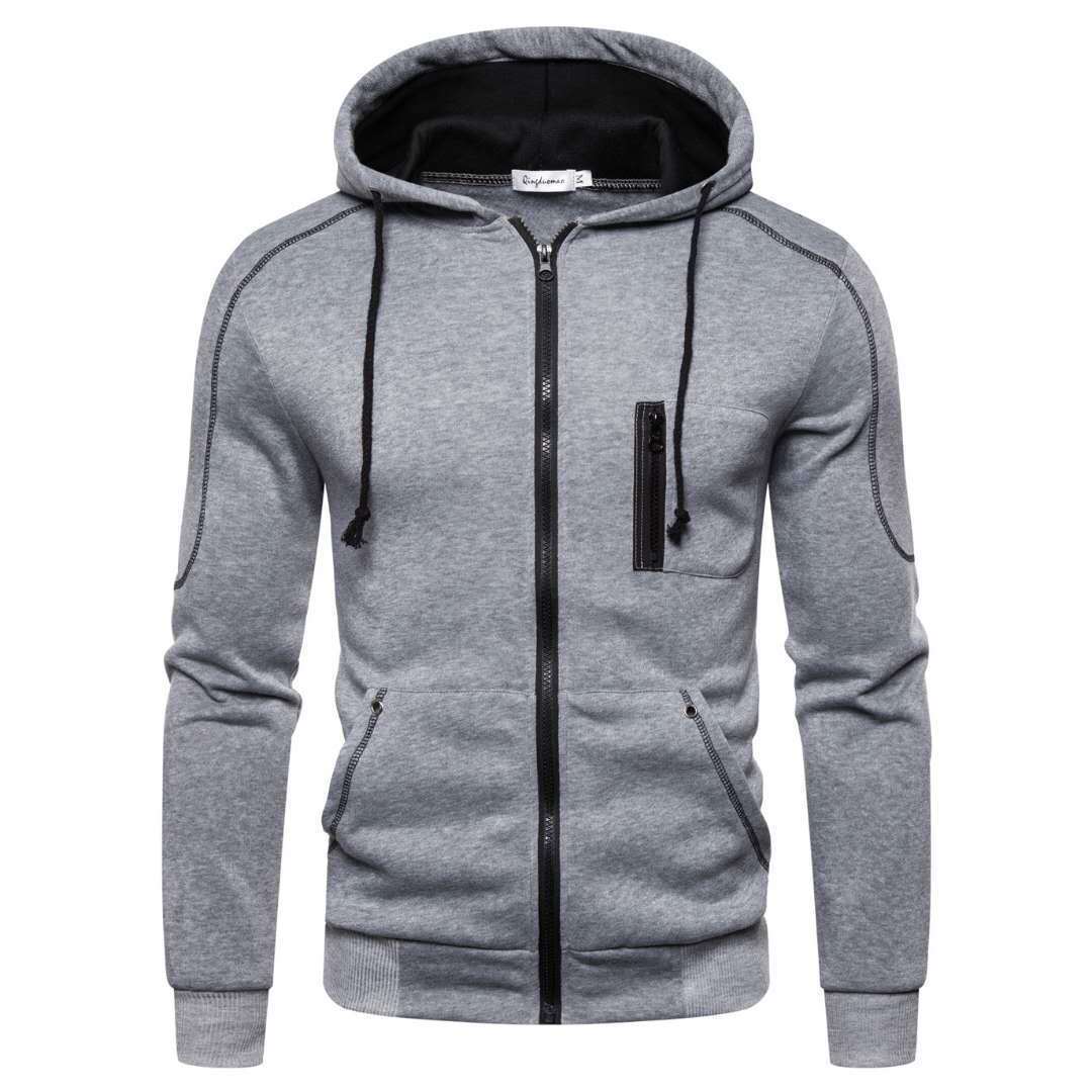 Signature GetUp Men's Sports Hoodie – Black, White, Army Green, Red | Loose Fit Zip-Up Cardigan with Plus Cashmere Lining