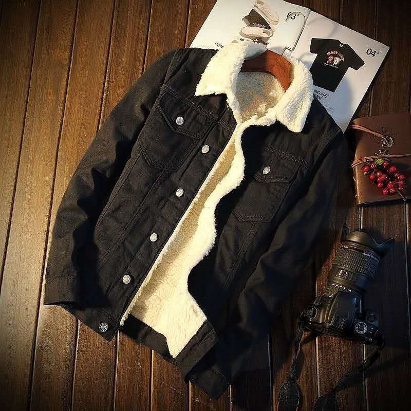 Signature GetUp Men's Fleece-Lined Denim Coat – Thickened Winter Jacket in 3 Colors for Warmth & Style