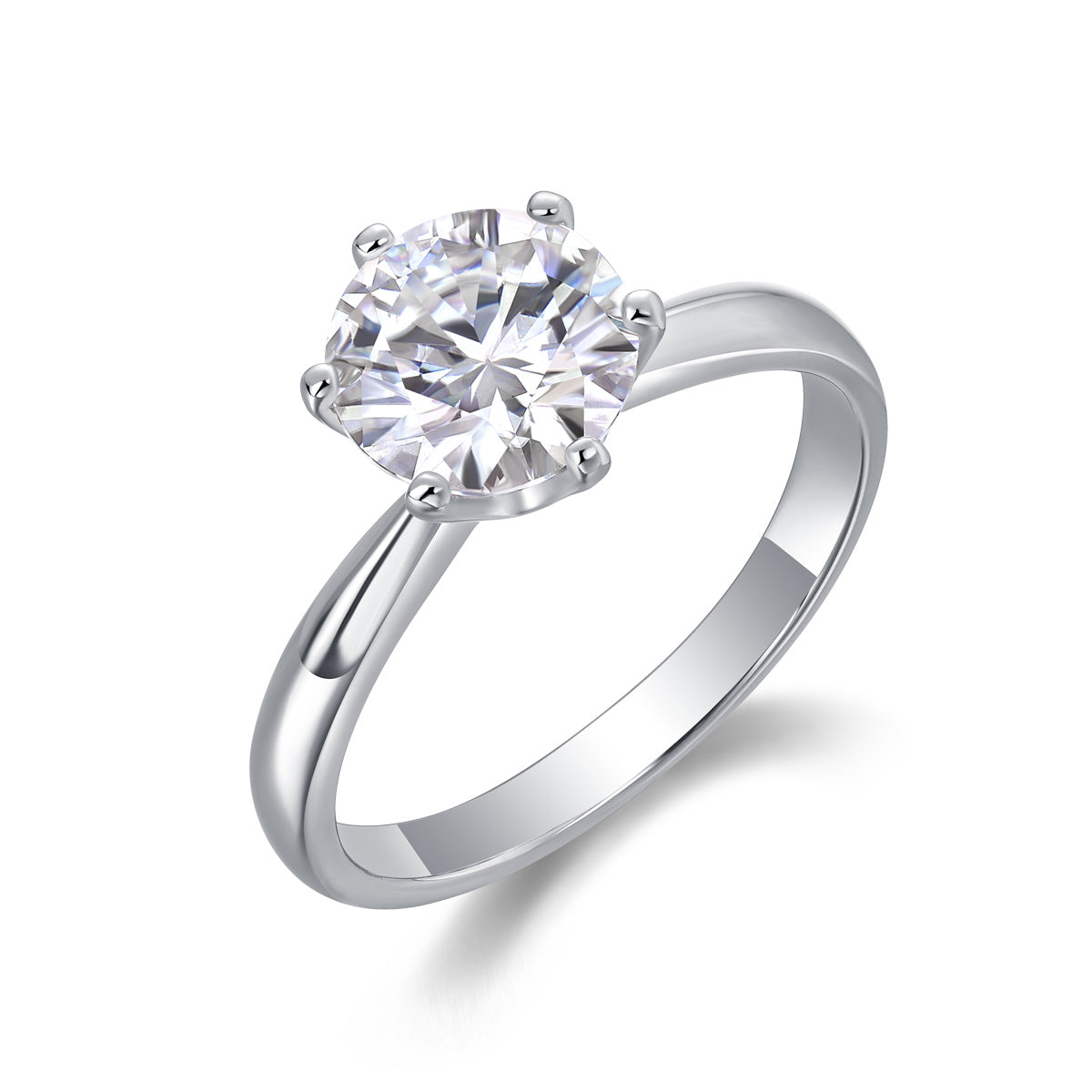 Signature GetUp Oval Zircon Ring for Wedding Accessories – Classic Six-Prong Moissanite Diamond Silver Open & Fixed Ring Set
