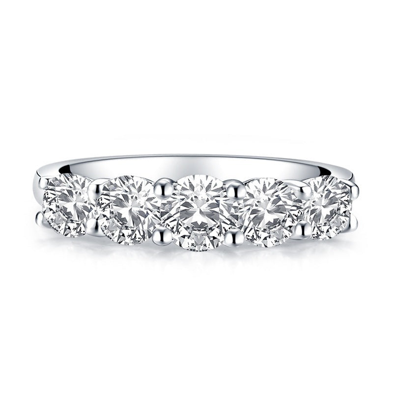 Signature GetUp Moissanite Wedding Band – Women’s Sterling Silver Cobblestone Design Ring in US Sizes 5–9