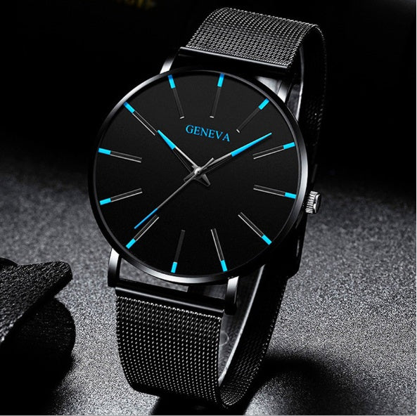 Signature GetUp Minimalist Men’s Fashion Ultra Thin Watch – Mesh Strap Quartz Stainless Steel Casual Wristwatch, Slim 40mm Dial