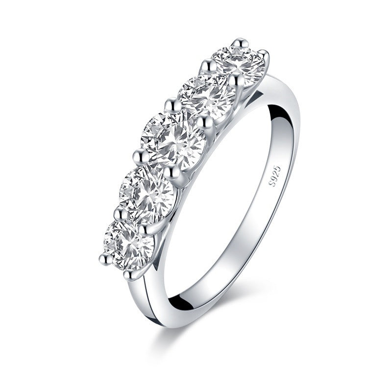 Signature GetUp Moissanite Wedding Band – Women’s Sterling Silver Cobblestone Design Ring in US Sizes 5–9