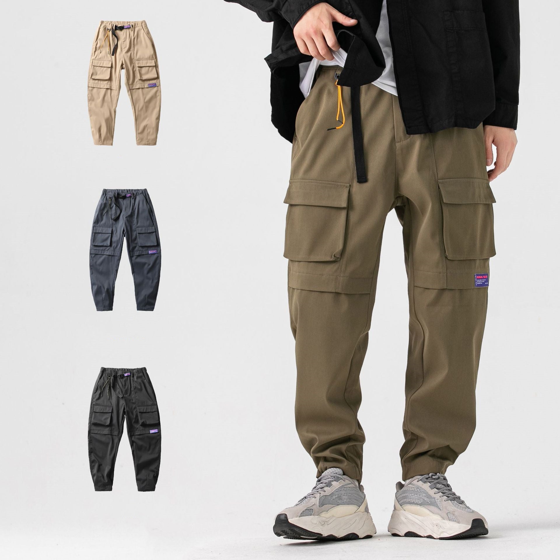 Signature GetUp - Men's Casual Three-Dimensional Pocket Pants – Loose Fit, Mid Waist, Workwear Style, Polyester