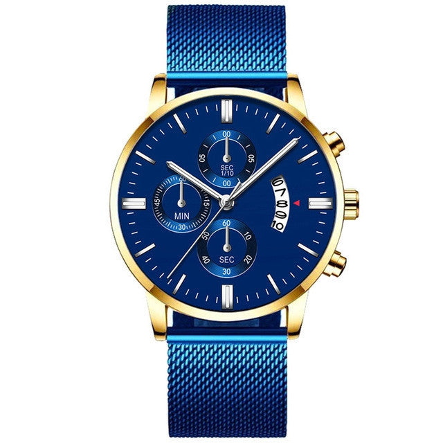 Signature GetUp - Men's Business Luxury Quartz Watch – Stainless Steel Mesh Band | Analog Display
