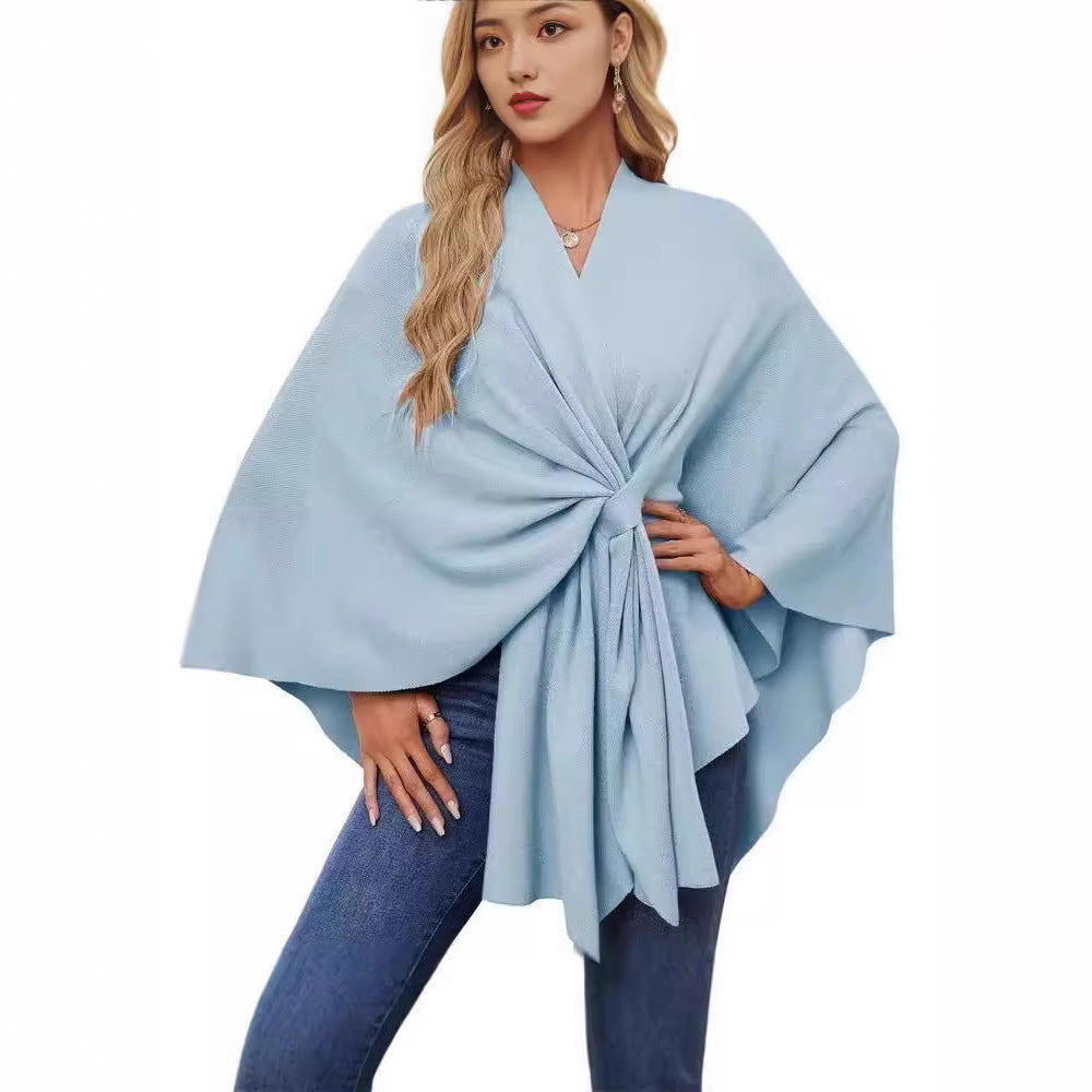 Signature GetUp Luxury Poncho Shawl Wrap – Ultra-Soft & Stylish Loose V-Neck Cape Jacket with Batwing Sleeves, Free Size Fashion Cover