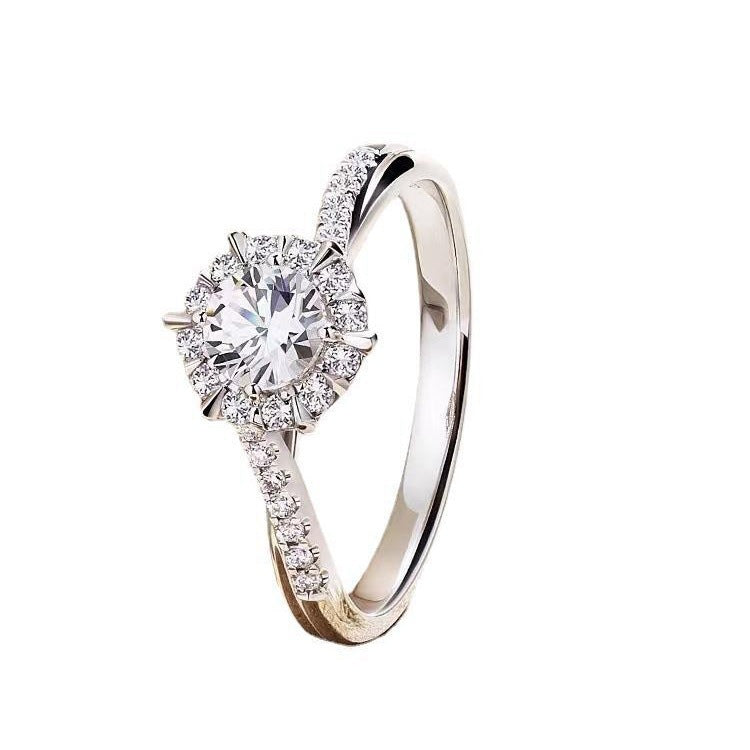 Signature GetUp Moissanite 925 Sterling Silver Ring – Women’s Adjustable Korean Style Snowflake & Star Design