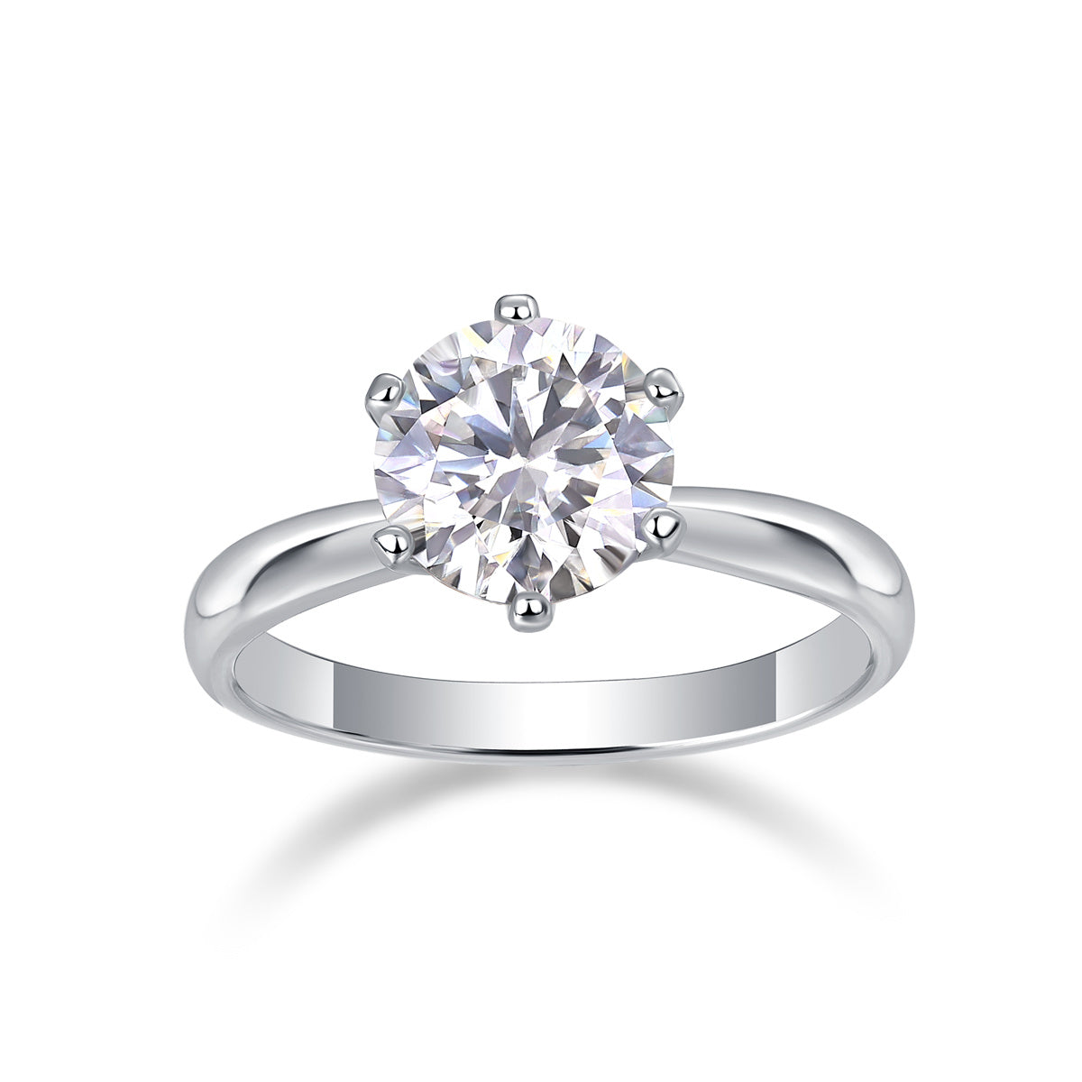 Signature GetUp Oval Zircon Ring for Wedding Accessories – Classic Six-Prong Moissanite Diamond Silver Open & Fixed Ring Set