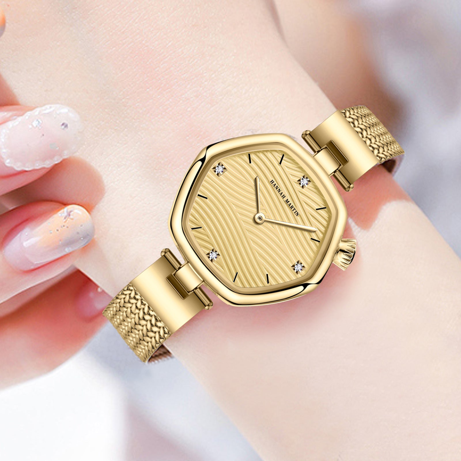 Signature GetUp Women’s Hexagon Watch – Minimalist Stainless Steel Casual Wristwatch, Fashion Simple Hexagonal Movement Design