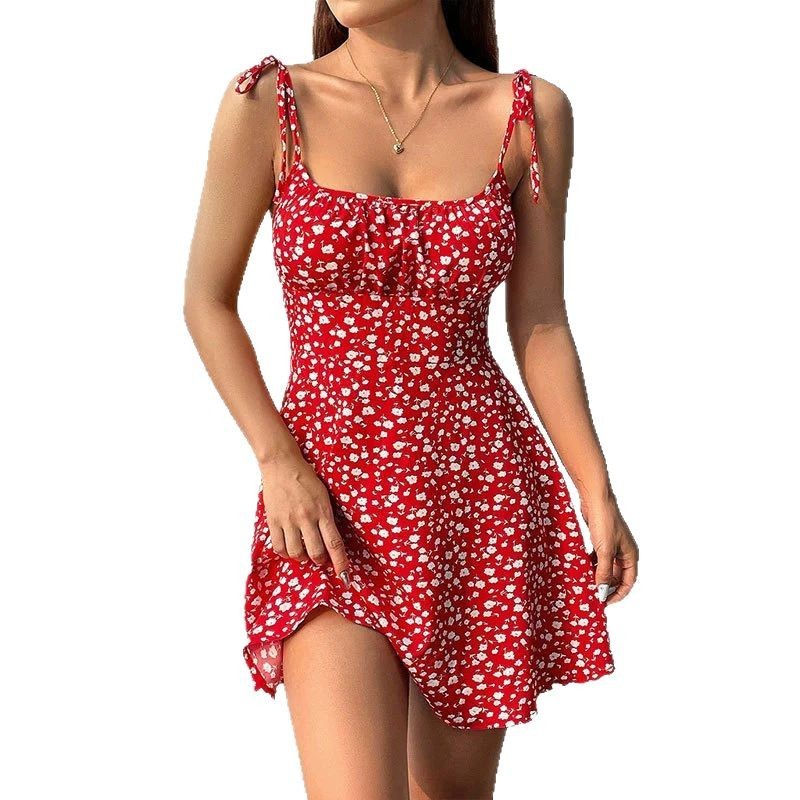Signature GetUp Sweet Waist Trimming A-Line Dress – Slimming Western Style Floral Casual Dress for Women
