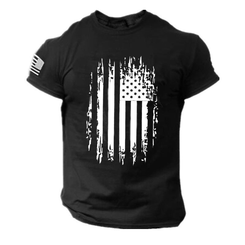 Signature GetUp Men's 3D Printed USA Flag Graphic T-Shirt – Breathable Mesh Short Sleeve Patriotic Top