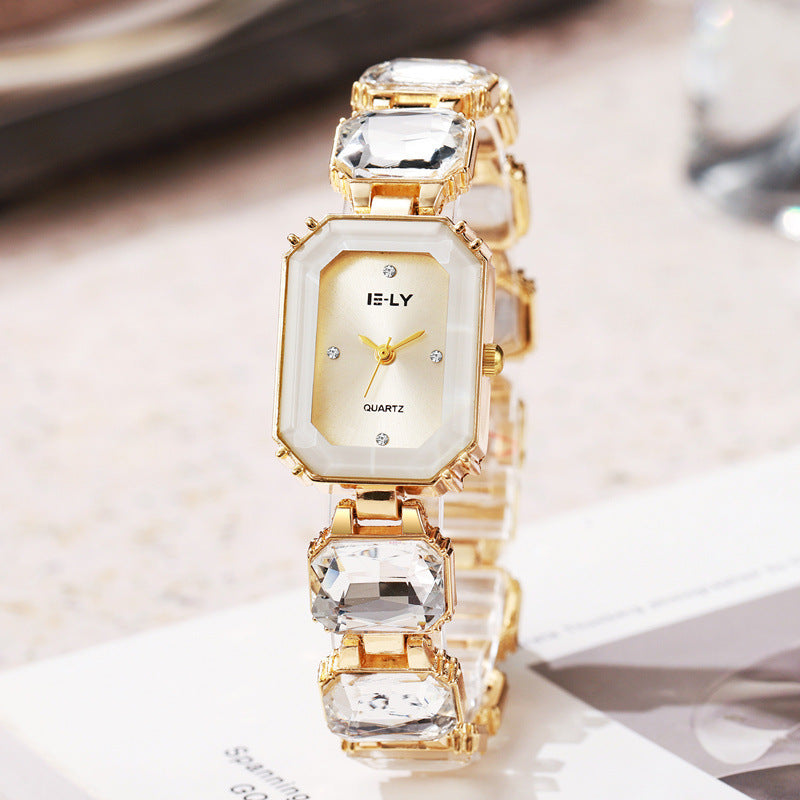 Signature GetUp Women’s Square Dial Watch – Colorful Stainless Steel Quartz Wristwatch with Fashion Steel Belt & Mineral Glass