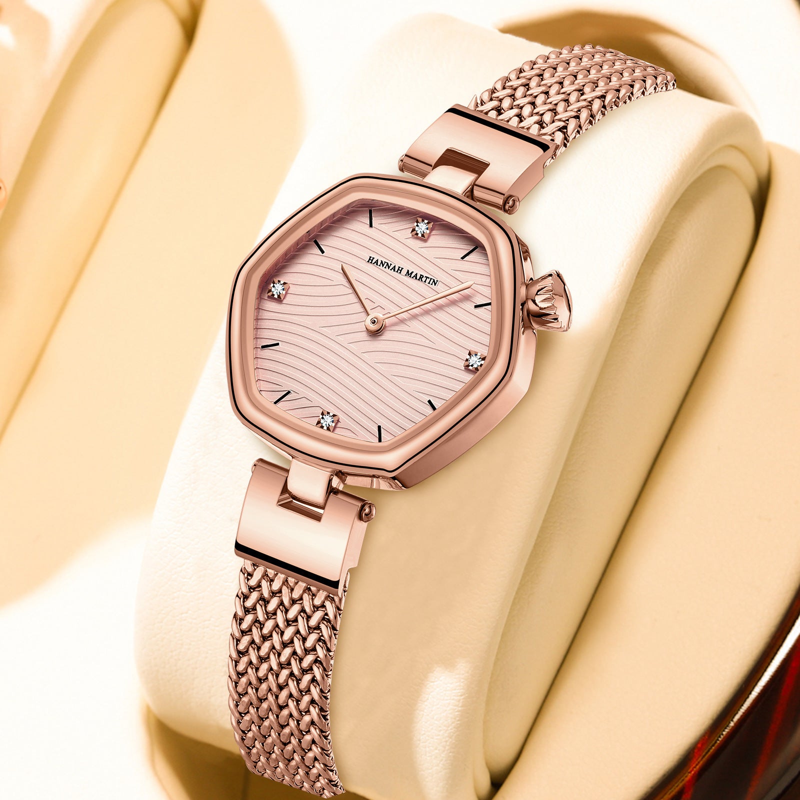 Signature GetUp Women’s Hexagon Watch – Minimalist Stainless Steel Casual Wristwatch, Fashion Simple Hexagonal Movement Design