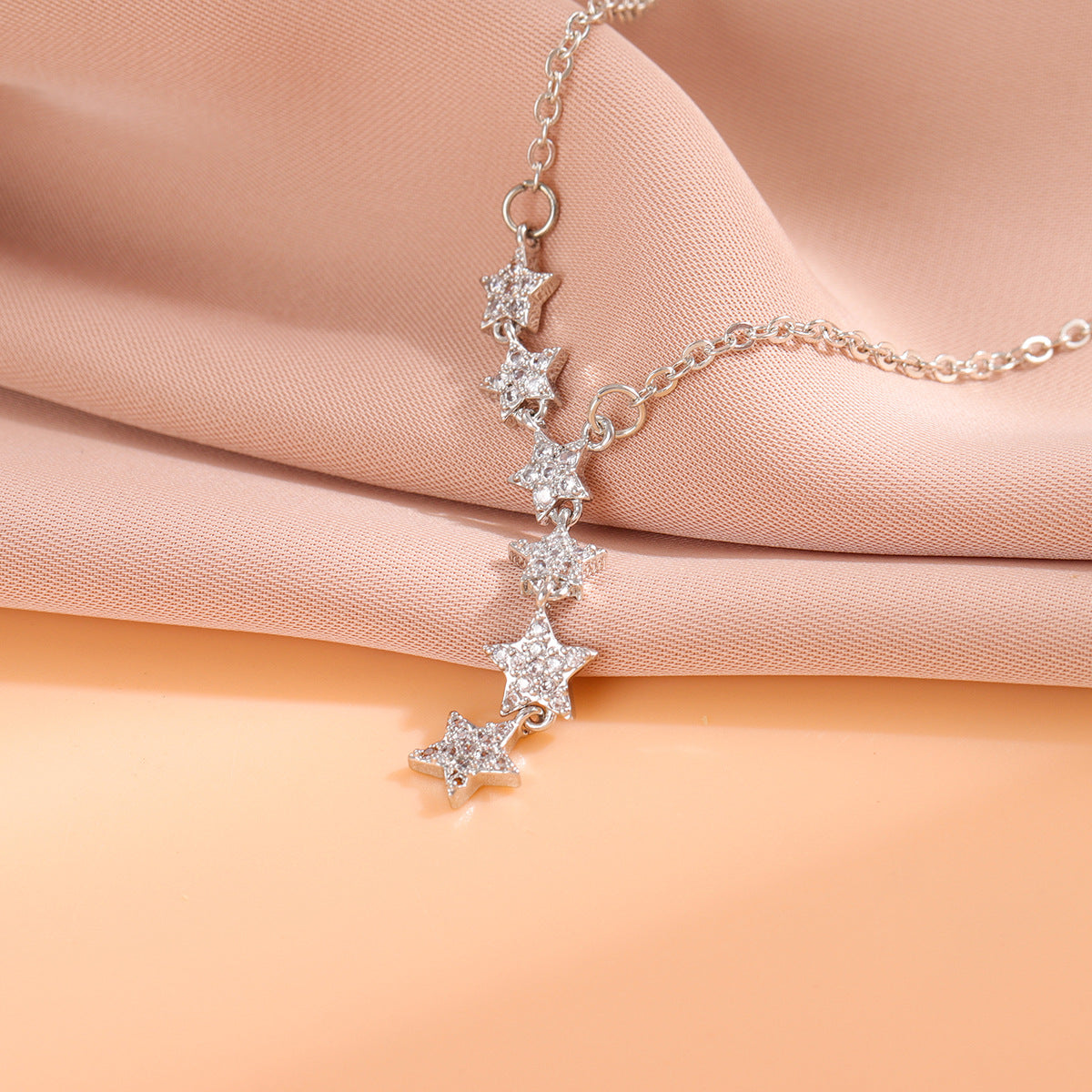 Signature GetUp Fashion Pentagram Star Necklace – 925 Sterling Silver Crystal Clavicle Chain, Elegant Star Pendant for Women