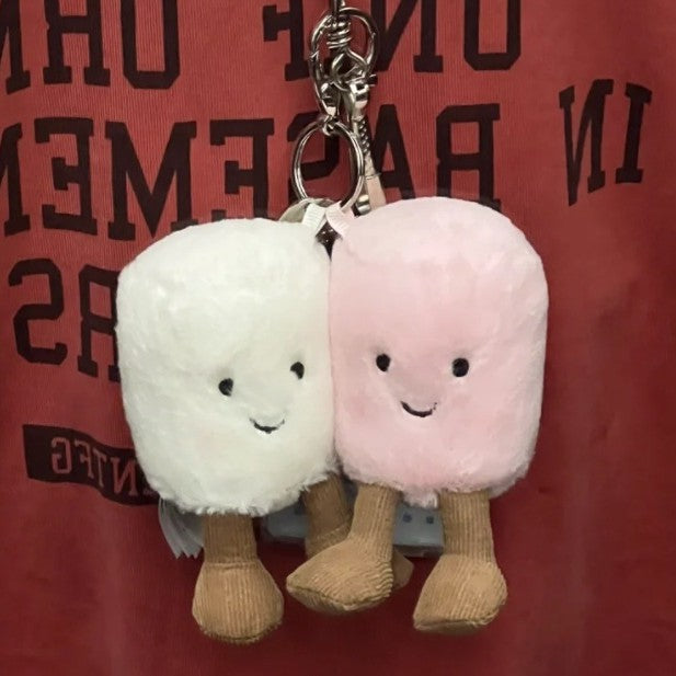 Signature GetUp Amuseables Pair of Marshmallows Bag – Plush Cotton Candy Pendant Keychain for Kids & Teens