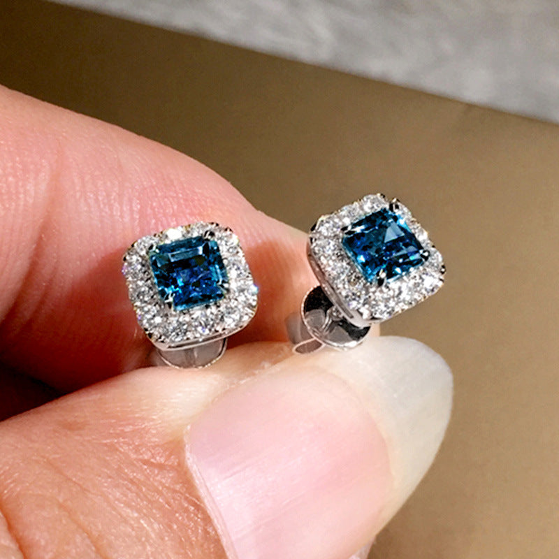 Signature GetUp Eternity Green CZ Stud Earrings – Women’s Gold Color Luxury Zircon Jewelry, Elegant Bridal & Party Accessories