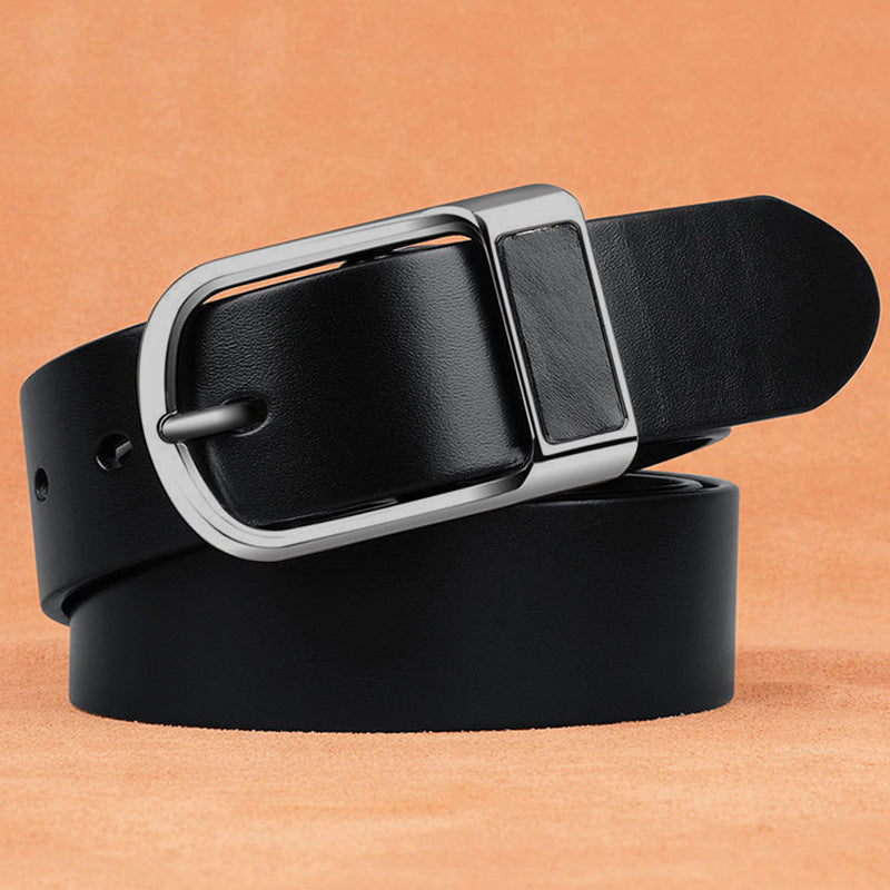 Signature GetUp Men’s Business Casual Belt – Genuine Leather Look, Retro Pin Buckle High-Quality Strap for Jeans & Office Wear