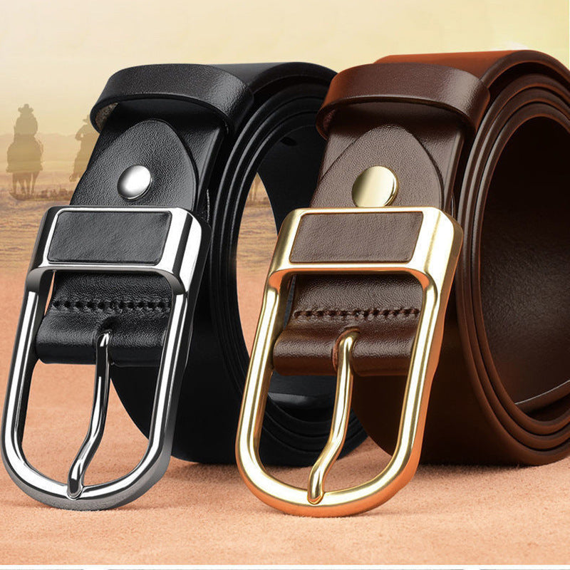 Signature GetUp Men’s Business Casual Belt – Genuine Leather Look, Retro Pin Buckle High-Quality Strap for Jeans & Office Wear