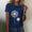 Signature GetUp Dandelion Print Women’s Crew Neck T-Shirt – Casual Patchwork Short Sleeve Loose Pullover Top