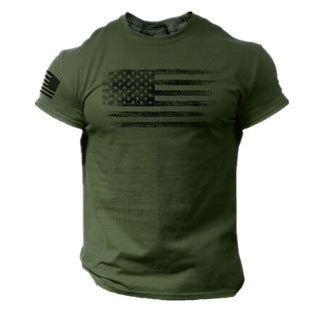 Signature GetUp Men's 3D Printed USA Flag Graphic T-Shirt – Breathable Mesh Short Sleeve Patriotic Top