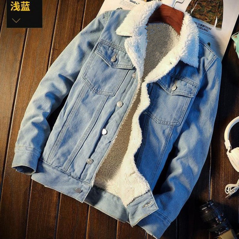 Signature GetUp Men's Fleece-Lined Denim Coat – Thickened Winter Jacket in 3 Colors for Warmth & Style