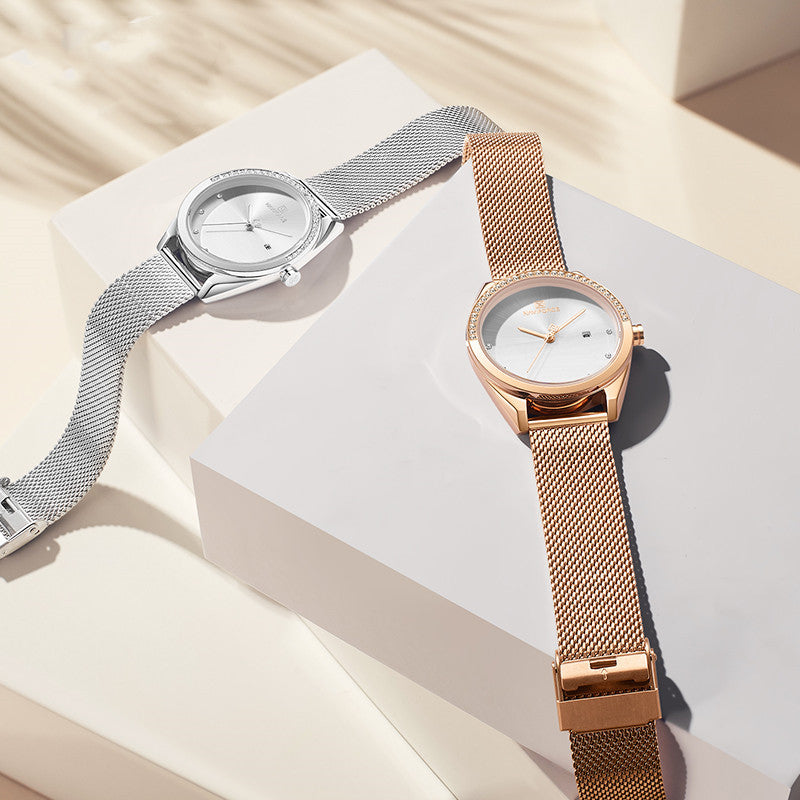 Signature GetUp Women’s Waterproof Quartz Watch with Calendar – Elegant Stainless Steel Wristwatch with World Time & Mineral Glass