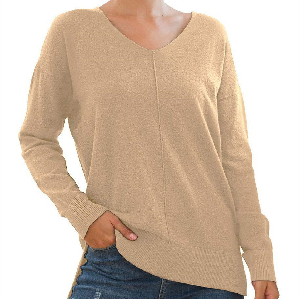 Signature GetUp - V-neck Batwing Sleeve Knitted Sweater – Solid Color, Stylish & Comfortable, Available in 6 Colors, Sizes S-XL