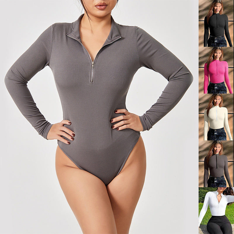 Signature GetUp Women’s Seamless Zipper Jumpsuit – Slimming Long Sleeve Romper Shapewear | Trendy & Comfortable Fit